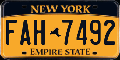 NY license plate FAH7492