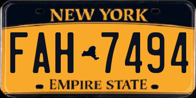NY license plate FAH7494