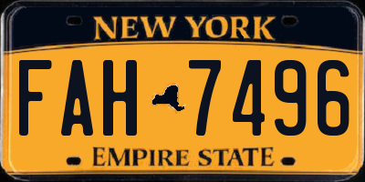 NY license plate FAH7496