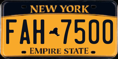 NY license plate FAH7500