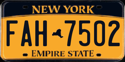 NY license plate FAH7502