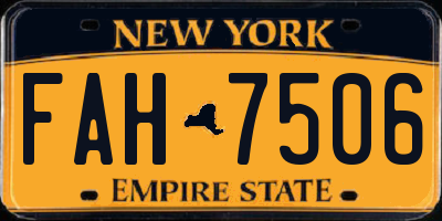 NY license plate FAH7506