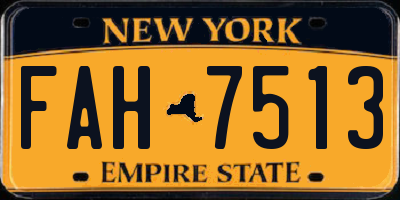 NY license plate FAH7513