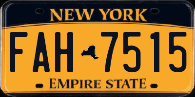 NY license plate FAH7515