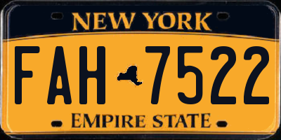 NY license plate FAH7522