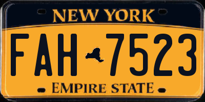 NY license plate FAH7523