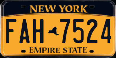 NY license plate FAH7524