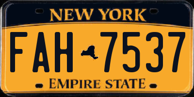 NY license plate FAH7537
