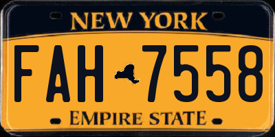 NY license plate FAH7558