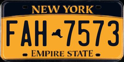 NY license plate FAH7573