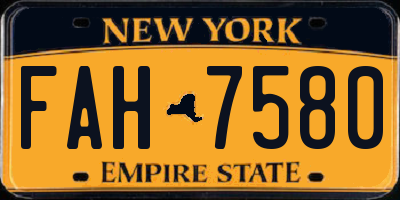 NY license plate FAH7580