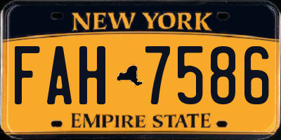 NY license plate FAH7586