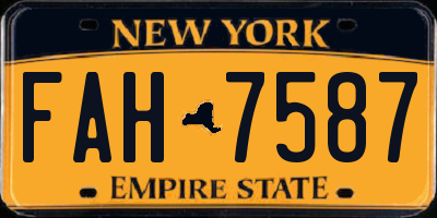 NY license plate FAH7587