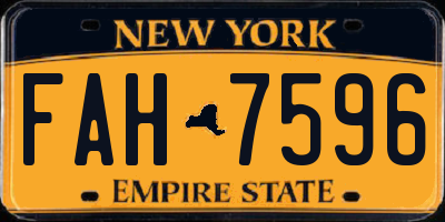 NY license plate FAH7596