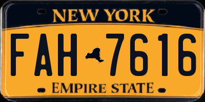 NY license plate FAH7616