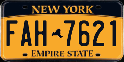 NY license plate FAH7621