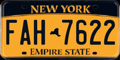 NY license plate FAH7622
