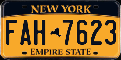 NY license plate FAH7623