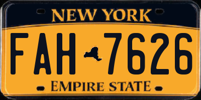 NY license plate FAH7626