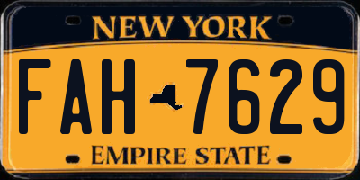 NY license plate FAH7629