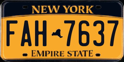 NY license plate FAH7637