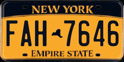 NY license plate FAH7646