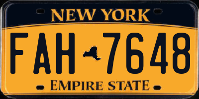 NY license plate FAH7648