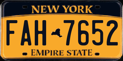 NY license plate FAH7652