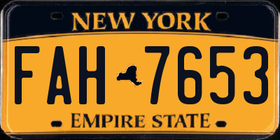 NY license plate FAH7653