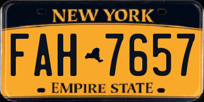 NY license plate FAH7657
