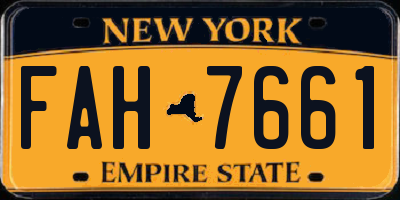 NY license plate FAH7661
