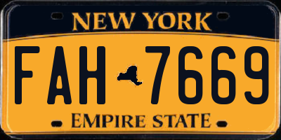 NY license plate FAH7669