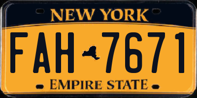 NY license plate FAH7671