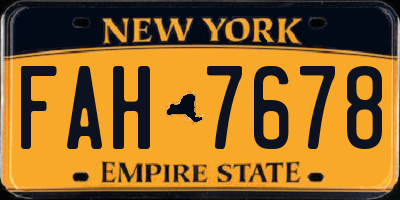 NY license plate FAH7678