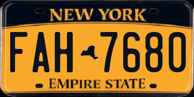 NY license plate FAH7680