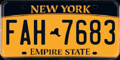 NY license plate FAH7683