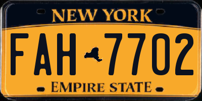 NY license plate FAH7702