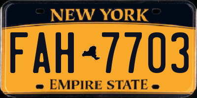 NY license plate FAH7703
