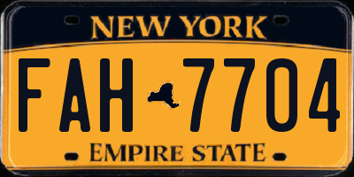 NY license plate FAH7704