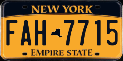 NY license plate FAH7715