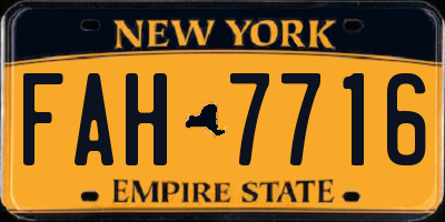 NY license plate FAH7716