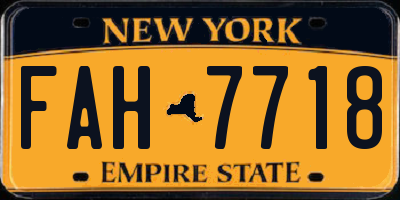 NY license plate FAH7718