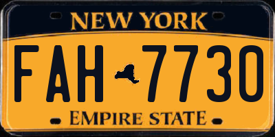 NY license plate FAH7730