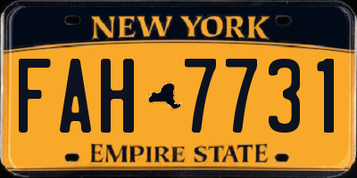 NY license plate FAH7731