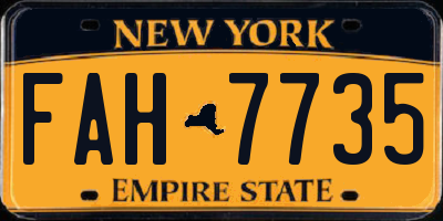 NY license plate FAH7735