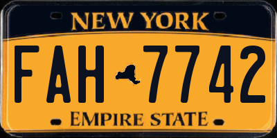 NY license plate FAH7742