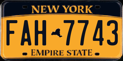 NY license plate FAH7743