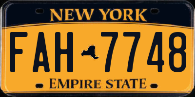 NY license plate FAH7748