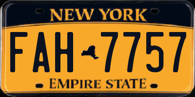 NY license plate FAH7757