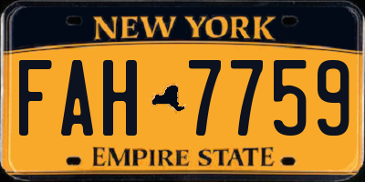 NY license plate FAH7759